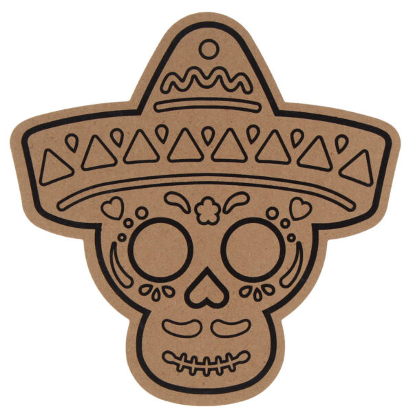 Art.10703 Calavera Con Sombrero Serigrafía 22x22cm 1pz