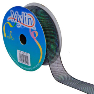 Art.10772 Listón Organza Con Tiras Metálico 23mm 10m