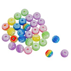 Art.1371 Cuenta Plástica Redonda Rayada 6mm 100pz