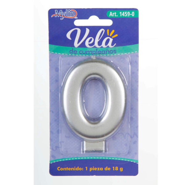 Art.1459 Vela Cumpleaños Número Plata 8.2x5.5cm 1pz