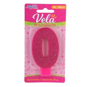 Art.1465 Vela Cumpleaños Número Diamantado Rosa 9x5cm 1pz