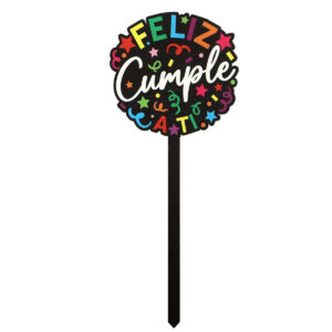 Art.1753 Pick Feliz Cumple Color Negro 23x9.5cm 1pz