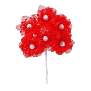 Art.247 Ramito de Rosa Con Perlas con 6 Flores 10cm 1pz