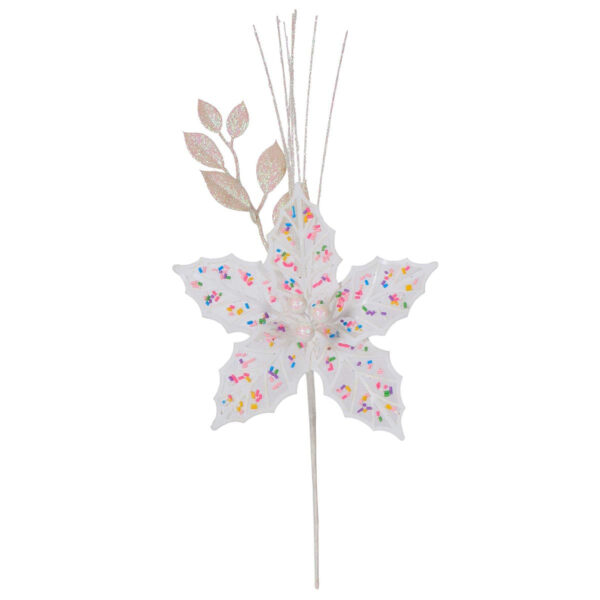 Art.2839 Vara Nochebuena Chispas/Hojas Diamantadas 41cm 1pz