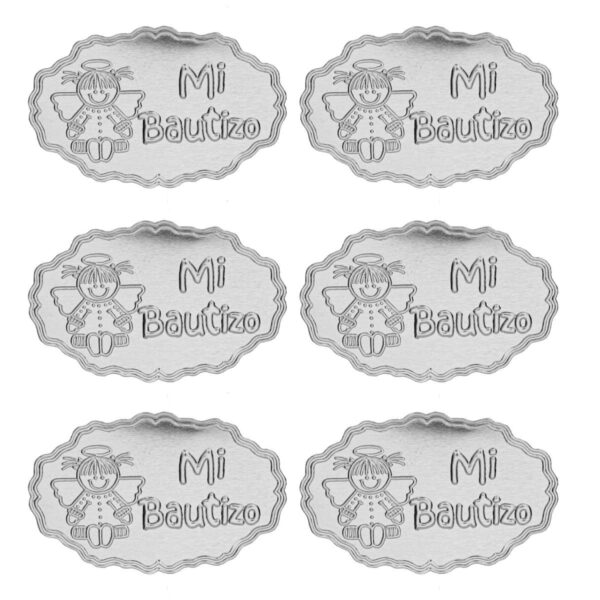 Art.3222 Repujado Mi Bautizo 3x4.5cm 6pz