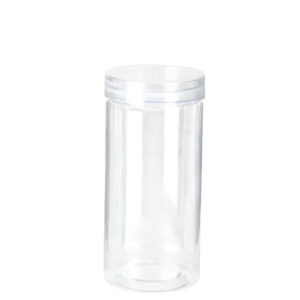 Art.3346 Bote De Plástico Redondo Con Tapa 225ml 12x5.5x5.5cm 1pz