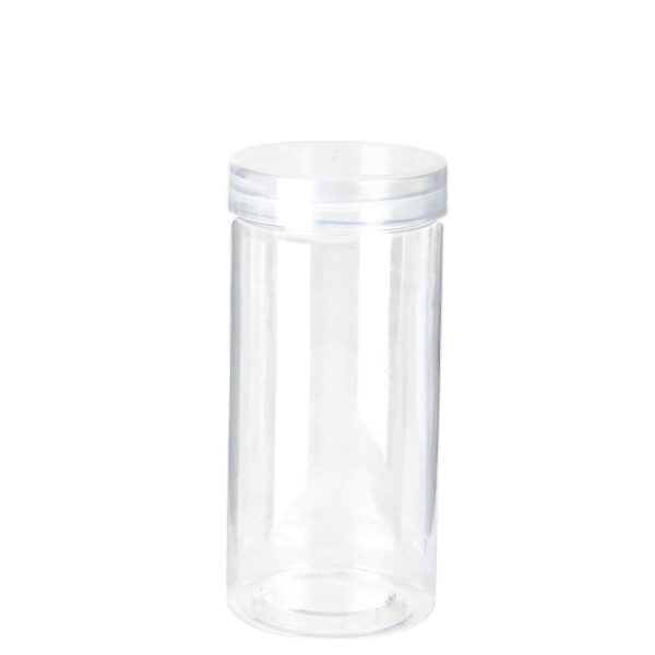 Art.3346 Bote De Plástico Redondo Con Tapa 225ml 12x5.5x5.5cm 1pz
