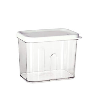 Art.3381 Bote De Plástico Rectangular Con Tapa Chico 600ml 10x12x8cm 1pz