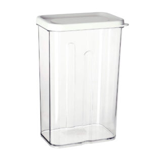 Art.3393 Bote De Plástico Rectangular Con Tapa Mediano 1.250L 19x12x8cm 1pz