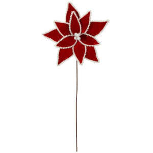 Art.4151 Vara Nochebuena Terciopelo Con Bolitas 60cm 1pz