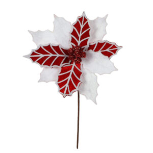 Art.4152 Vara Nochebuena Terciopelo 2 Colores 23cm 1pz