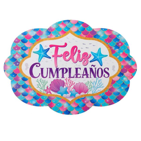 Art.4496 Letrero Feliz Cumpleaños Sirena 43x60cm 1pz