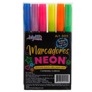 Art.5013 Marcador Neón Para Vidrio/Pizarrón/Cartón/Papel 6pz
