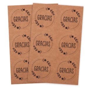 Art.5467 Calcomanía Agradecimiento Kraft 4.5x4.5cm 12pz