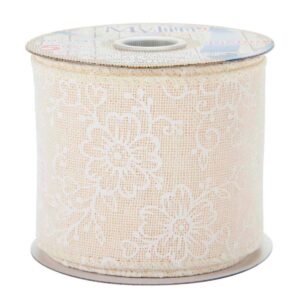 Art.5542 Listón Tipo Yute Impreso Flor 6.4cm 5m