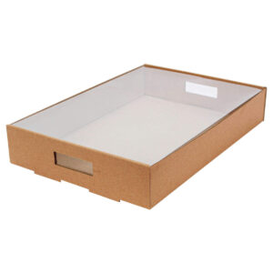 Art.6309 Charola Kraft Grande Con Tapa De PVC 6.5x35.5x24cm 2pz