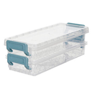 Art.7044 Cajas Apilables De Plástico Con Broche En Los Lados 6.5x20.5x8.5cm 2pz