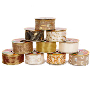 Art.734 Listón Navidad Colores Surtidos 3.8cm 9.1m 1pz