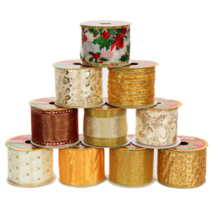 Art.737 Listón Navidad Colores Surtidos 6.4cm 9.1m 1pz