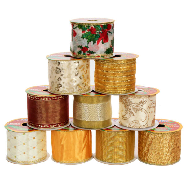 Art.737 Listón Navidad Colores Surtidos 6.4cm 9.1m 1pz
