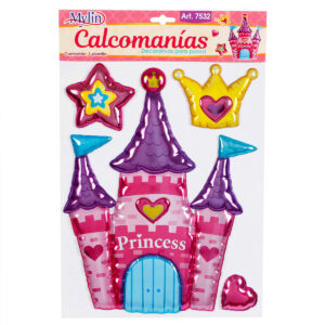Art.7532 Calcomanía Decorativa Castillo Globo Varios Tamaños 1 Planilla (Aprox 4pz)