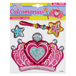 Art.7575 Calcomanía Decorativa Corona Globo Varios Tamaños 1 Planilla (Aprox 3pz)