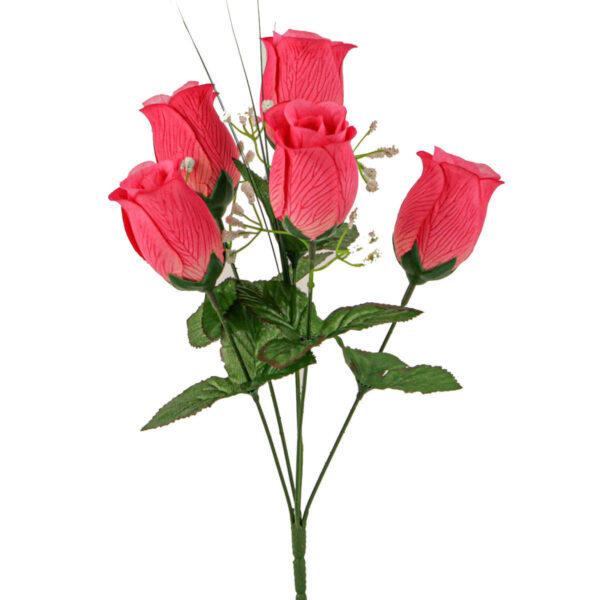 Art.7627 Bush Botón De Rosa Con Venas X5 35cm 1pz