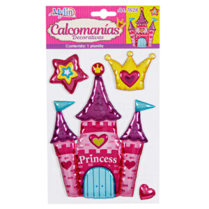 Art.7628 Calcomanía Decorativa Castillo Globo Varios Tamaños 1 Planilla (Aprox 4pz)
