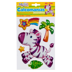 Art.7641 Calcomanía Decorativa Zebra Globo Varios Tamaños 1 Planilla (Aprox 5pz)
