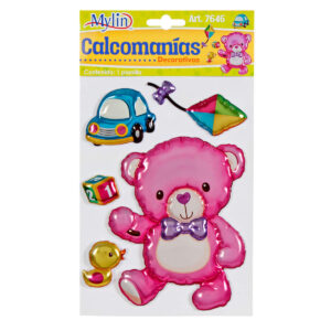 Art.7646 Calcomanía Decorativa Oso Globo Varios Tamaños 1 Planilla (Aprox 5pz)