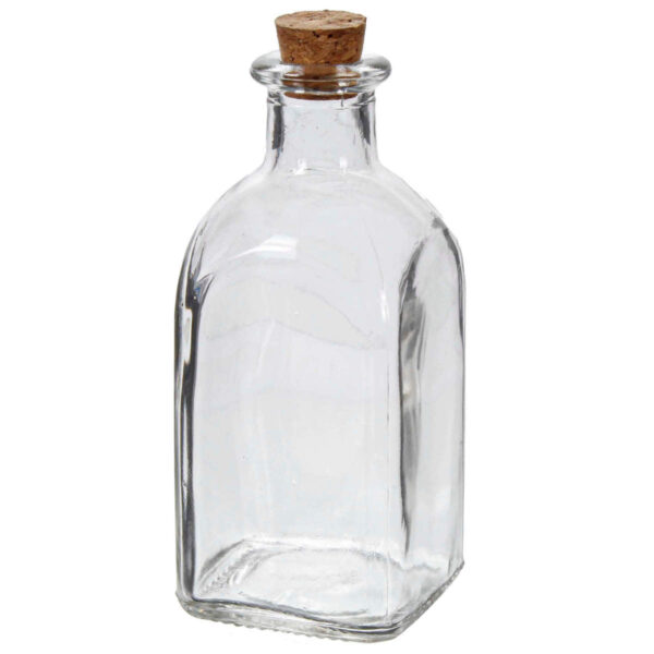 Art.7769 Botella De Vidrio Rectangular Con Corcho 162ml 11.5x5cm 1pz