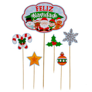 Art.8250 Adorno Pick Feliz Navidad 6pz