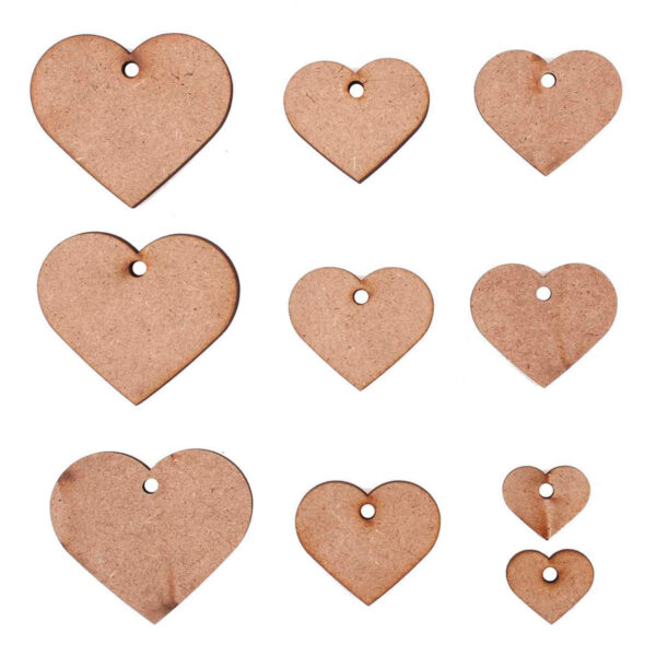 Art.8304 Surtido Corazones de madera Deseos Varios Tamaños 10pz