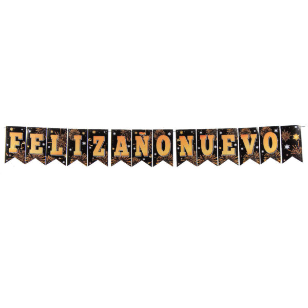 Art.8487 Banderín Feliz Año 20x11cm (2mt) 14pz