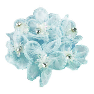 Art.8525 Ramo Flor Organza Con Cristal X6 Flores 11.5cm 1pz