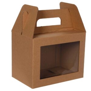 Art.8652 Lonchera Kraft Grande Con Ventana De PVC 20.5x17x11cm 2pz