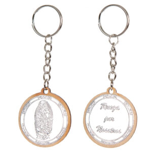 Art.8853 Llavero Virgen Doble Vista Madera Con Repujado 4.5x4.1cm 1pz