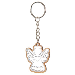 Art.8893 Llavero Ángel Madera Con Repujado 4.6x3.7cm 1pz