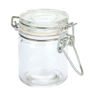 Art.9379 Frasco De Vidrio Con Tapa Clip Metálico Aprox 50ml 6x4.5cm 1pz