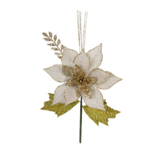 Art.9866 Flor De Nochebuena Grande Metalizada 35cm 1pz