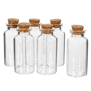 Art.987 Botellita De Cristal Con Tapa aprox. 20ml 6x2.7cm 6pz