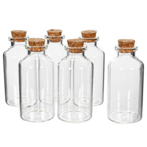 Art.989 Botellita De Cristal Con Tapa aprox. 30ml 7x3.2cm 6pz