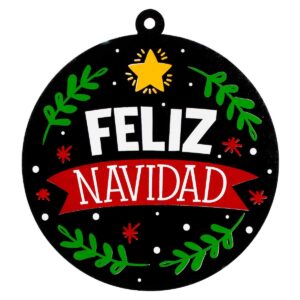 Art.5246 Esfera Negro Feliz Navidad 27.5x25cm 1pz