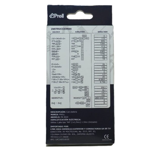 CALCULADORA BOLSILLO PRELL PR-402C - Imagen 3