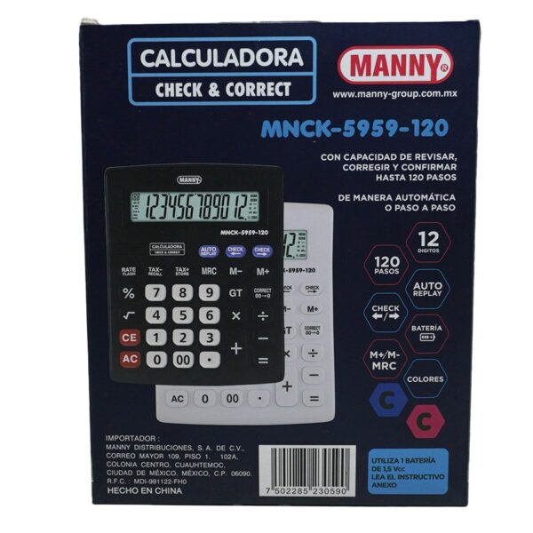 CALCULADORA MANNY MNCK-5959-120 12 DIGITOS