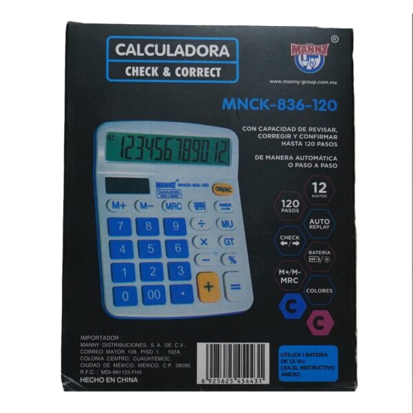 CALCULADORA MANNY MNCK-836-120 12 DIGITOS