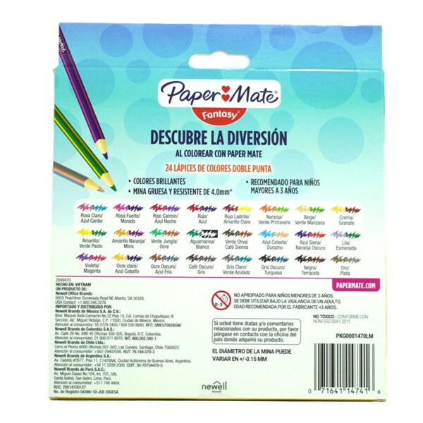 COLOR LARGO FANTASY TRIANGULAR C/24 DOBLE  PAPER MATE - Imagen 2