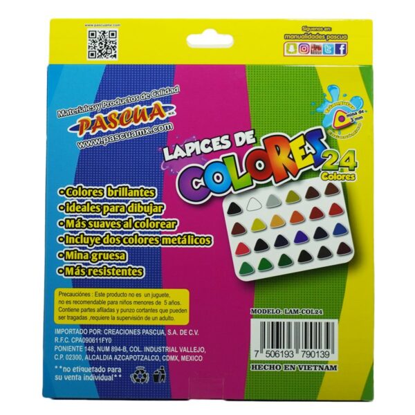 COLOR LARGO PASCUA TRIANGULAR C/24 MINA 3MM  LAM-COL24 - Imagen 2