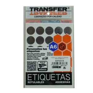 ETIQUETA ADHESIVA TRANSFER REDONDA PLATA  19MM E6P00019 CAJA C/30