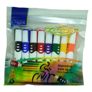MARCADOR AQUARELO GRIP C/8 SURT. AZOR